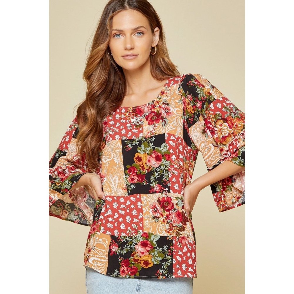 Andree by unit Patchwork Floral Blouse